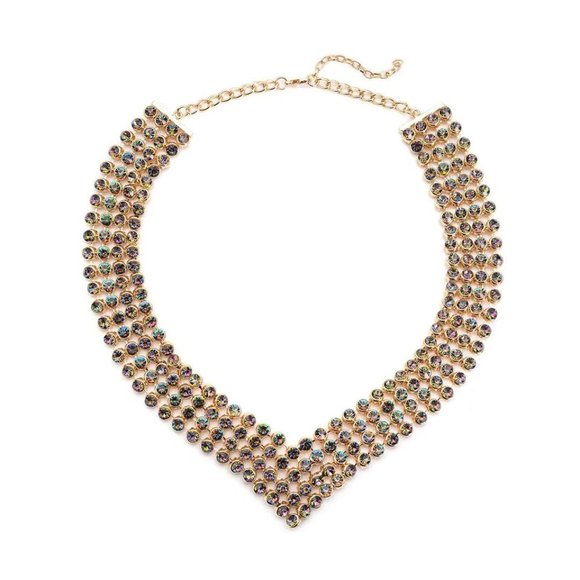 Magic Color Austrian Crystal Multi Layer Wedding Necklace 20-22 Inches - Picture 2 of 4